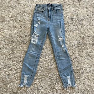 WAX Distressed High Waisted Skinny Jeans
